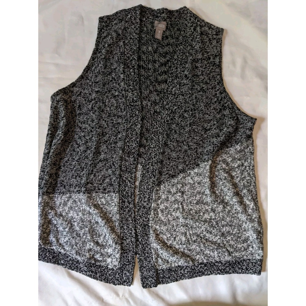 Chicos Sweater Cardigan Size 3 Gray Ombre Cotton Blend Size Large